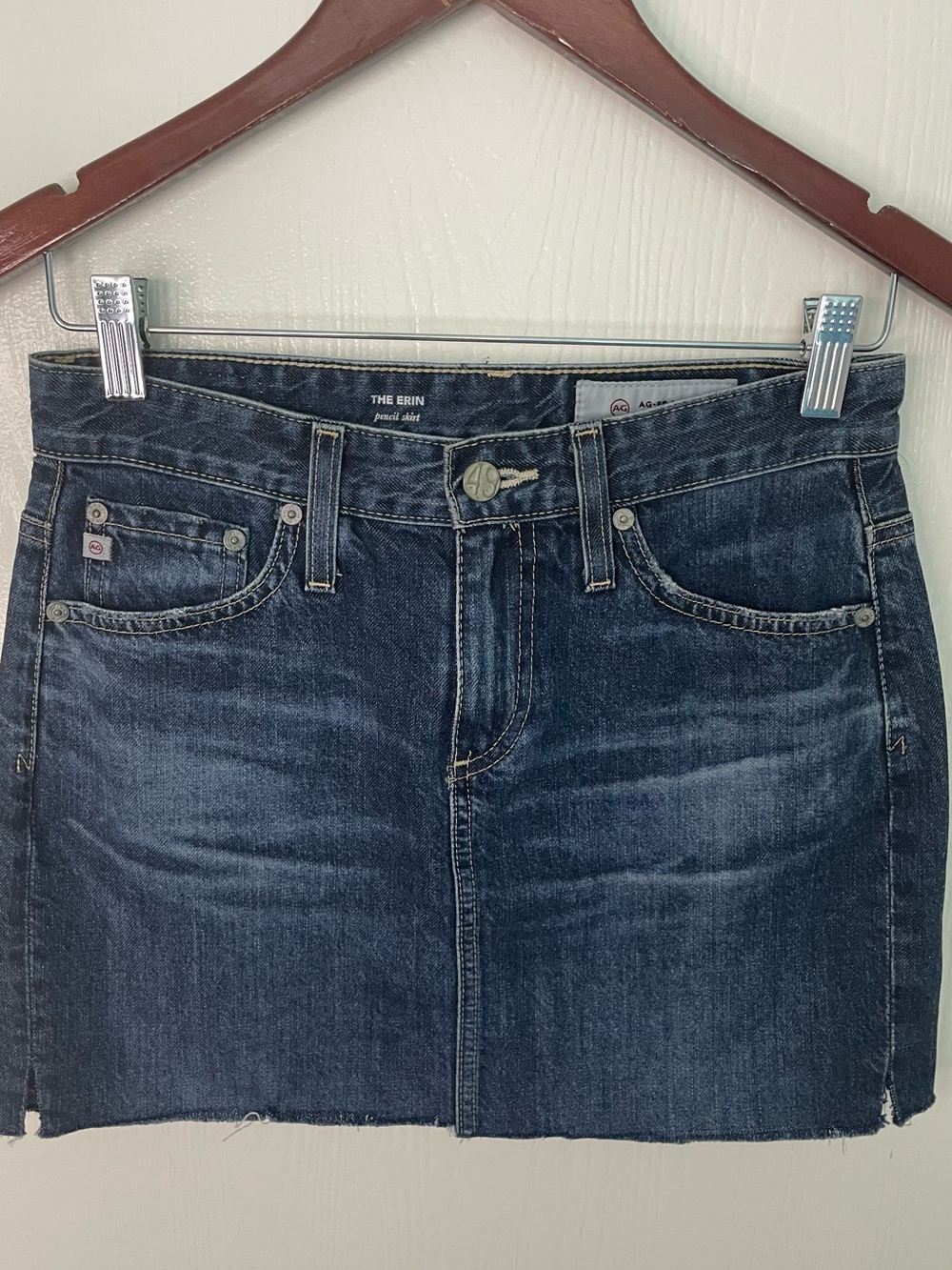 AG Adriano Goldschmied Erin Denim Mini Pencil Skirt Size 25